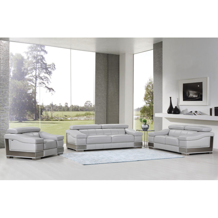 Orren Ellis Hawkesbury Common 3 Piece Leather Living Room Set & Reviews